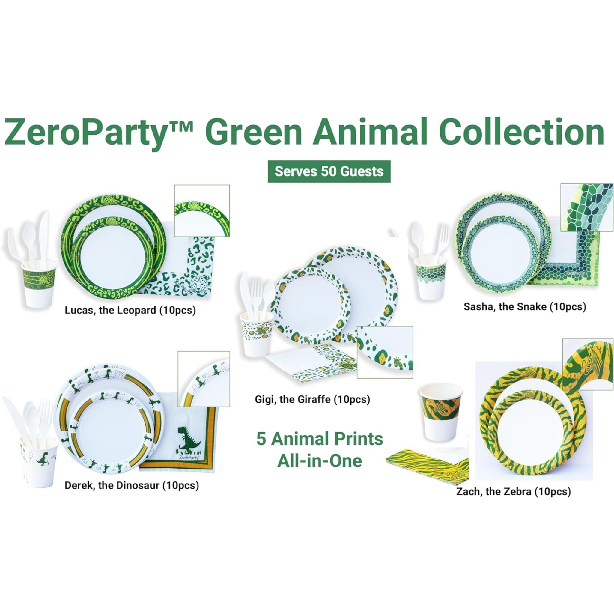 Zoo Animal Print Themed Party Pack For 20 Guests