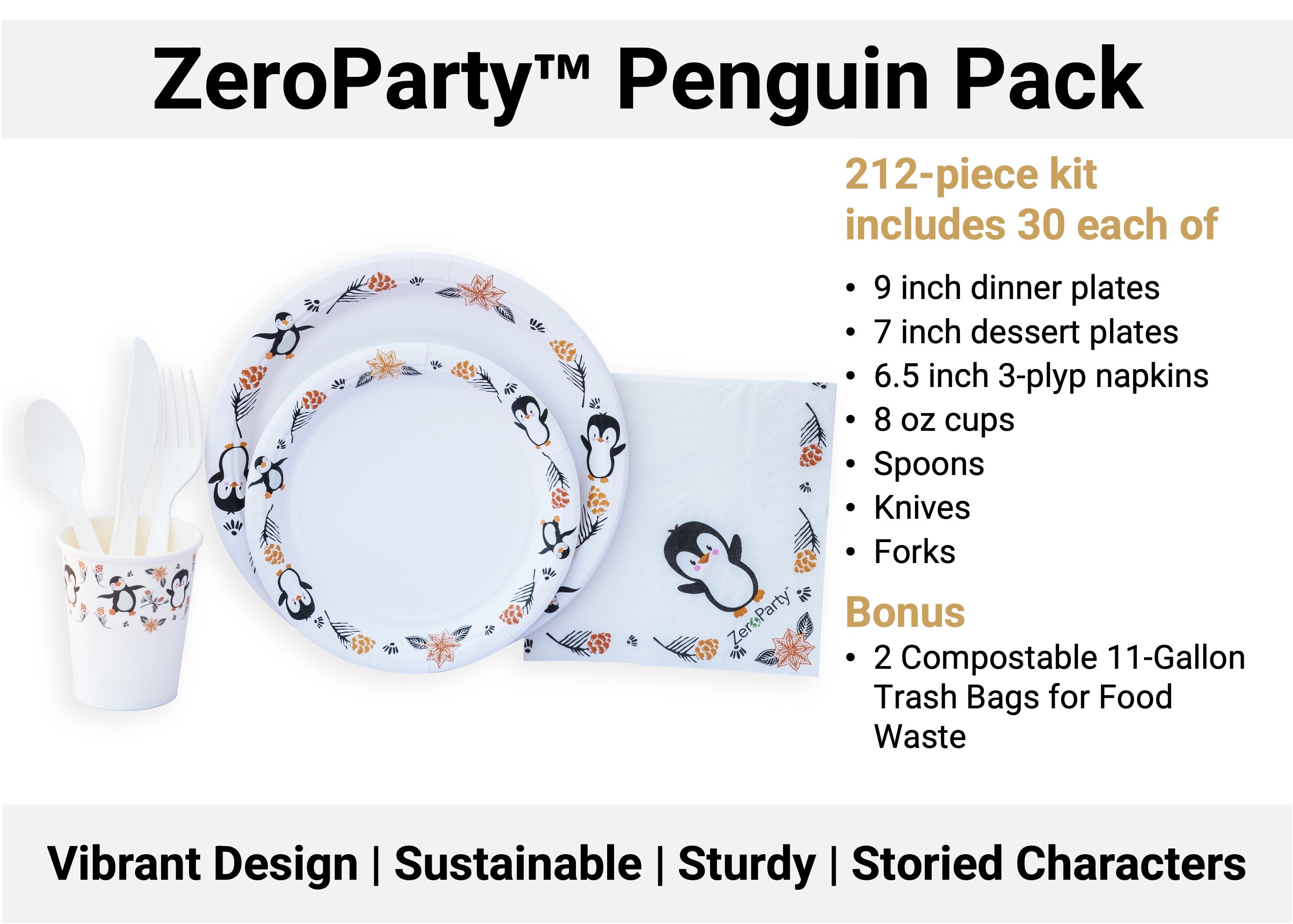 Penguin Print Themed Party Pack