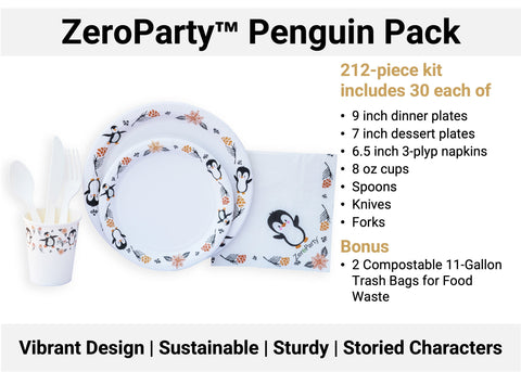 Penguin Print Themed Party Pack For 30 Guests