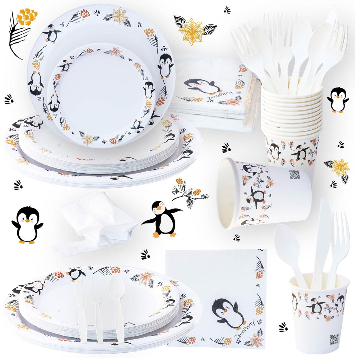 Penguin Print Themed Party Pack For 30 Guests