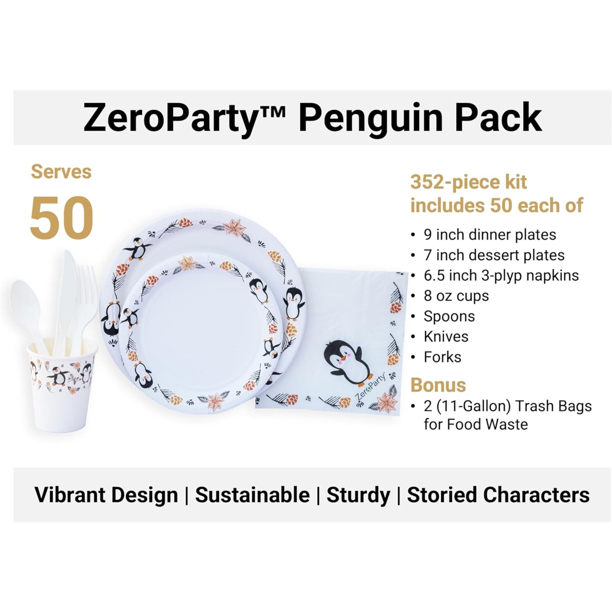 Penguin Print Themed Party Pack