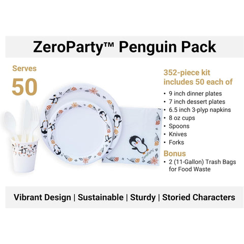 Penguin Print Themed Party Pack For 50 Guests